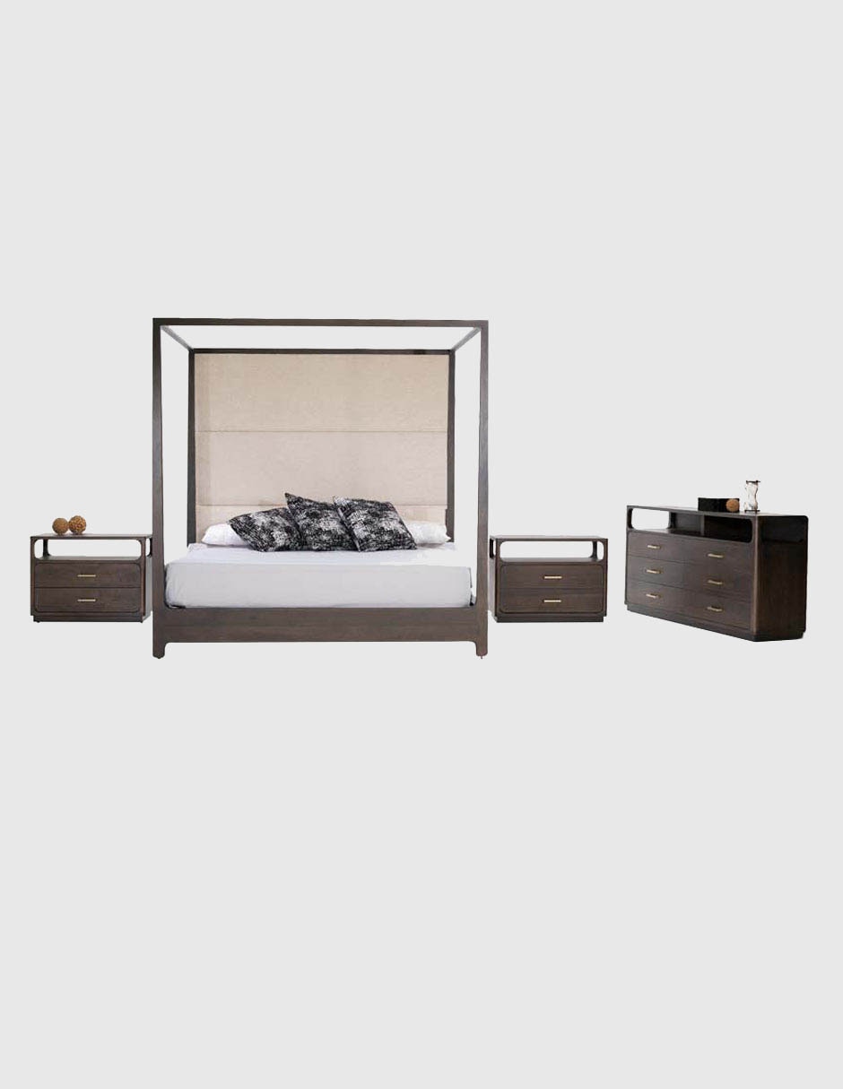 Cama Kassel de madera nogal
