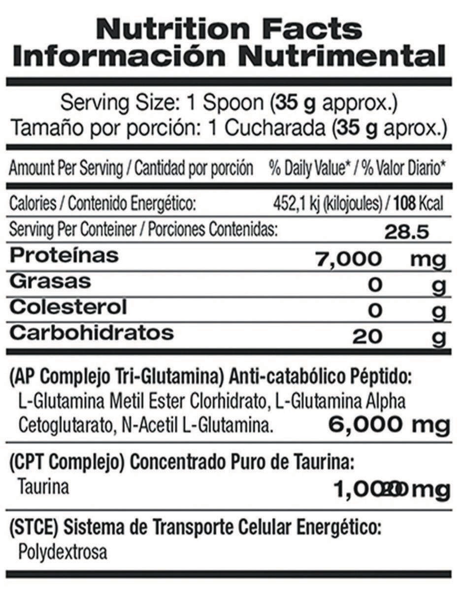 Glutamina en polvo Food & Nutrition Technologies de 1,000 g