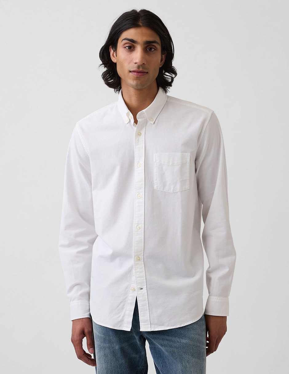 Camisa casual de algodón manga larga para hombre