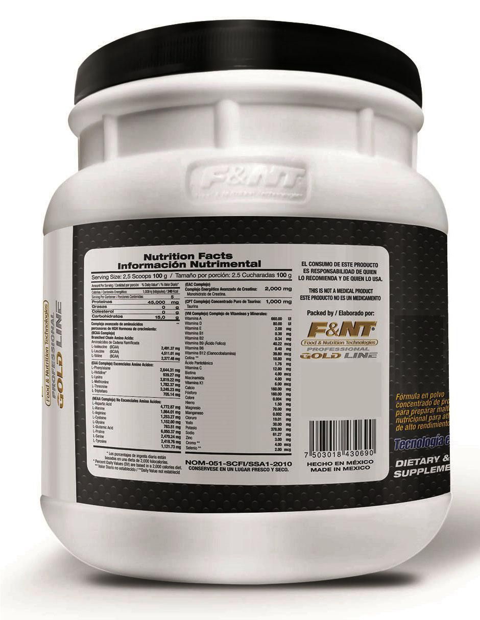 Suplemento alimenticio Food & Nutrition Technologies sabor vainilla de 500 g