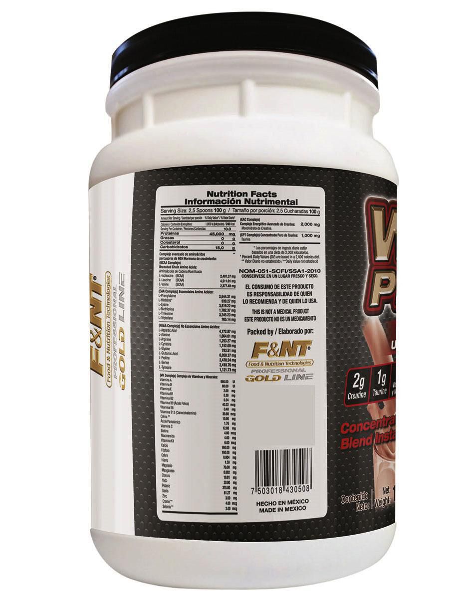 Suplemento alimenticio Food & Nutrition Technologies sabor fresas con crema de 1000 g