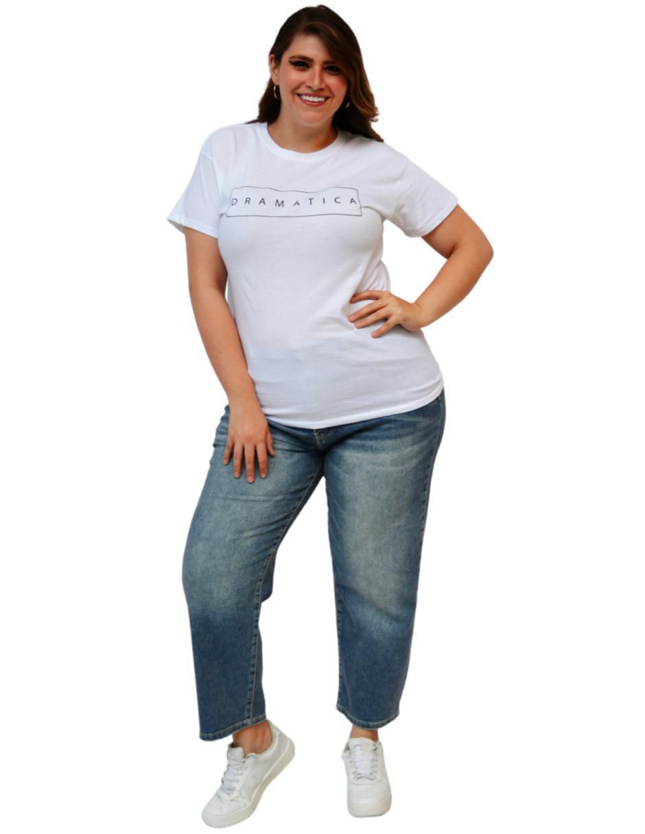 Playera manga corta Roman Fashion cuello redondo para mujer