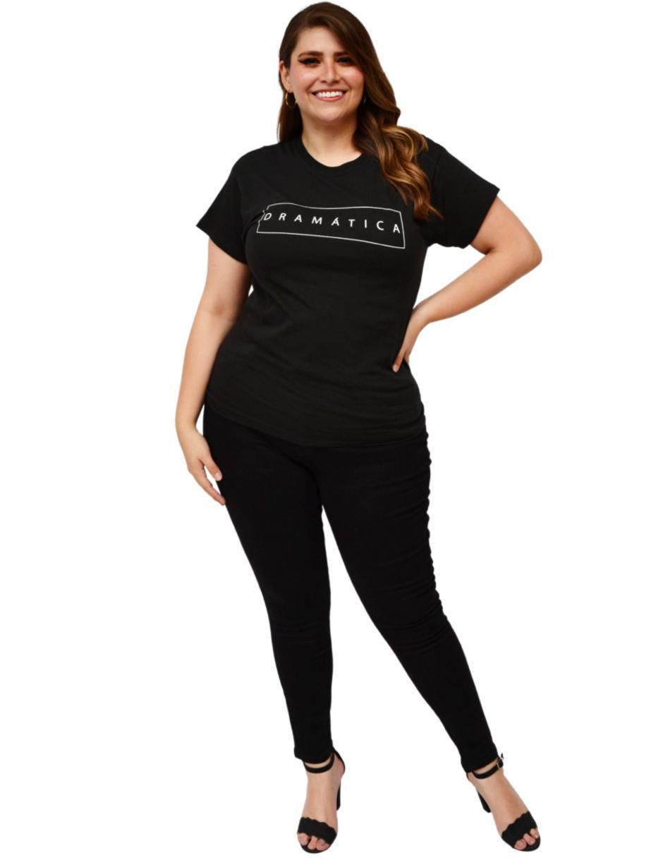 Playera manga corta Roman Fashion cuello redondo para mujer