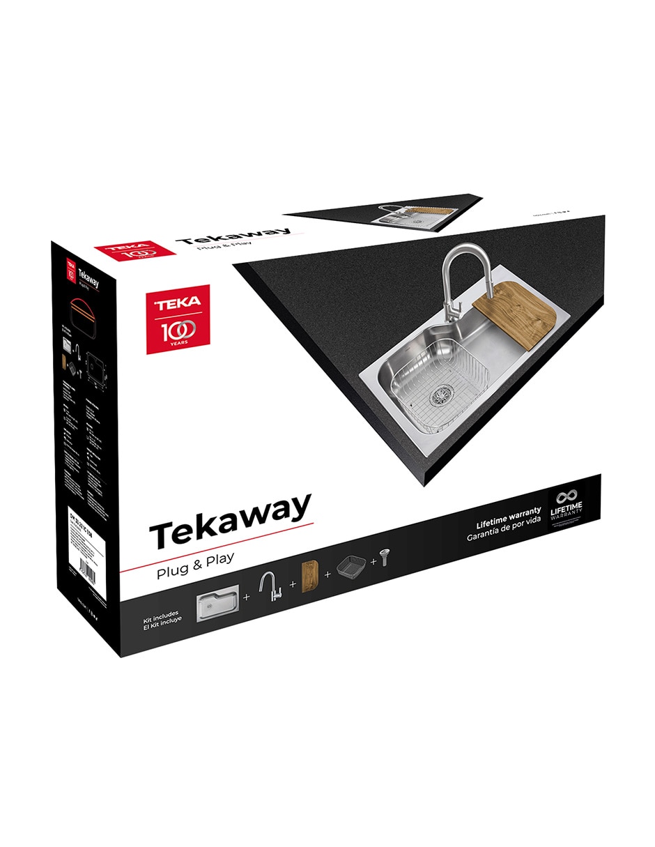 Tarja de acero inoxidable con escurridor derecho TEKAWAY.DM33.22.1C
