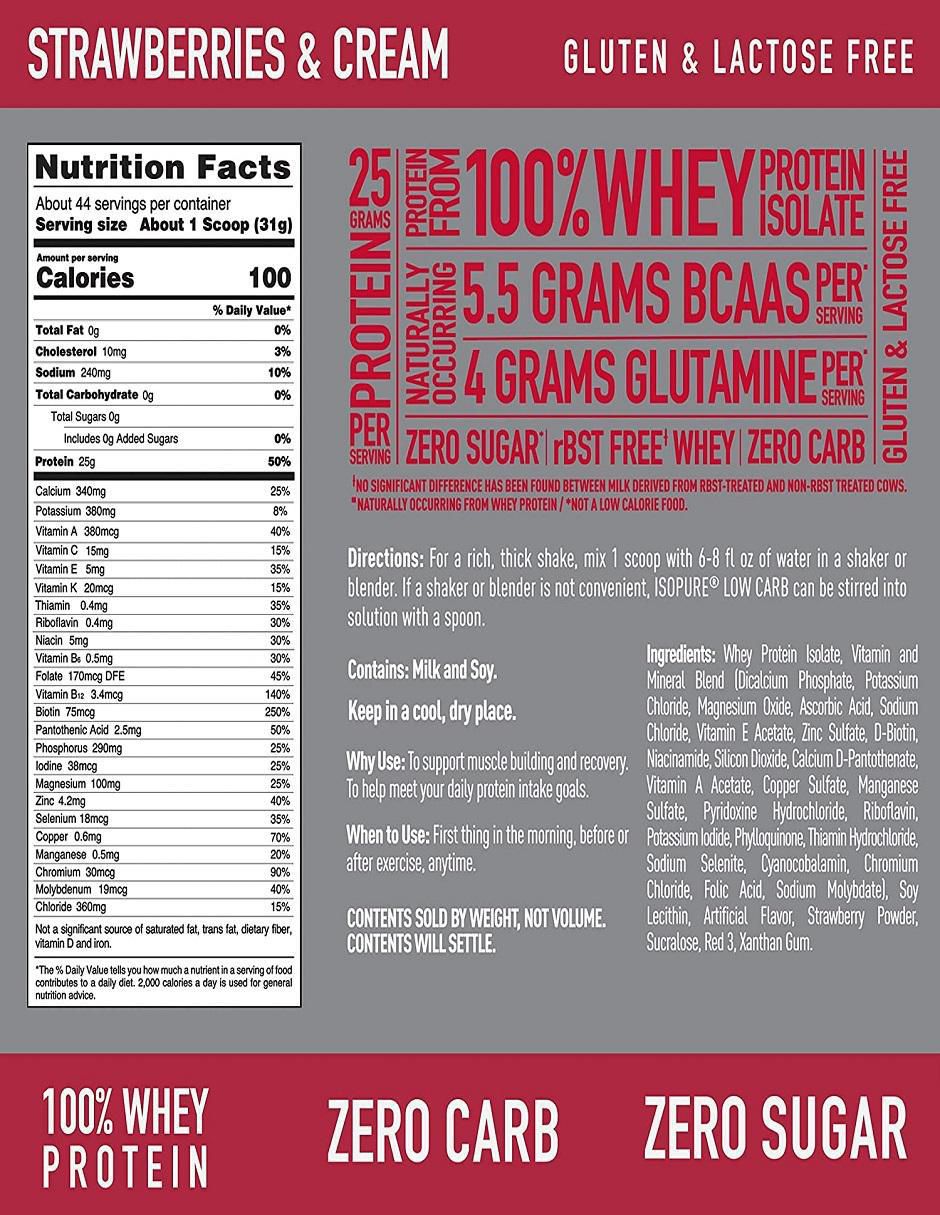Proteína Isopure sabor fresa de 1 kg
