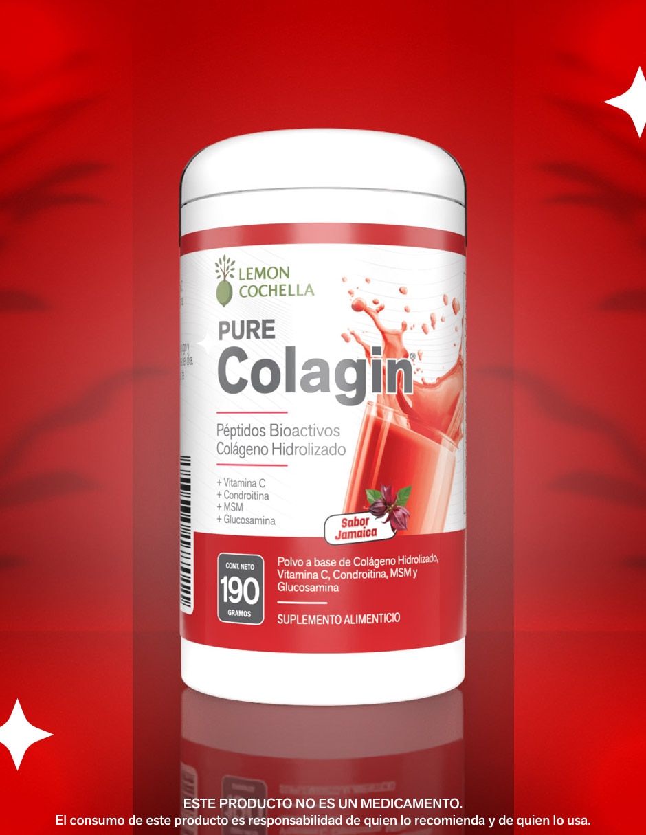 Pure colagin péptidos bioactivos colágeno hidrolizado "con" péptidos bioactivos, cólageno hidrolizado, vitamina c condroitina, msm y glucosamina "sabor" jamaica "de" 190 g 4