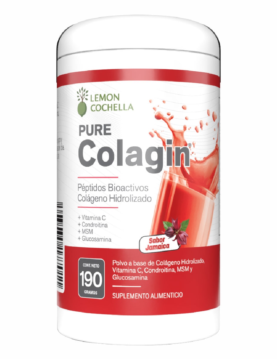 Pure colagin péptidos bioactivos colágeno hidrolizado "con" péptidos bioactivos, cólageno hidrolizado, vitamina c condroitina, msm y glucosamina "sabor" jamaica "de" 190 g 1