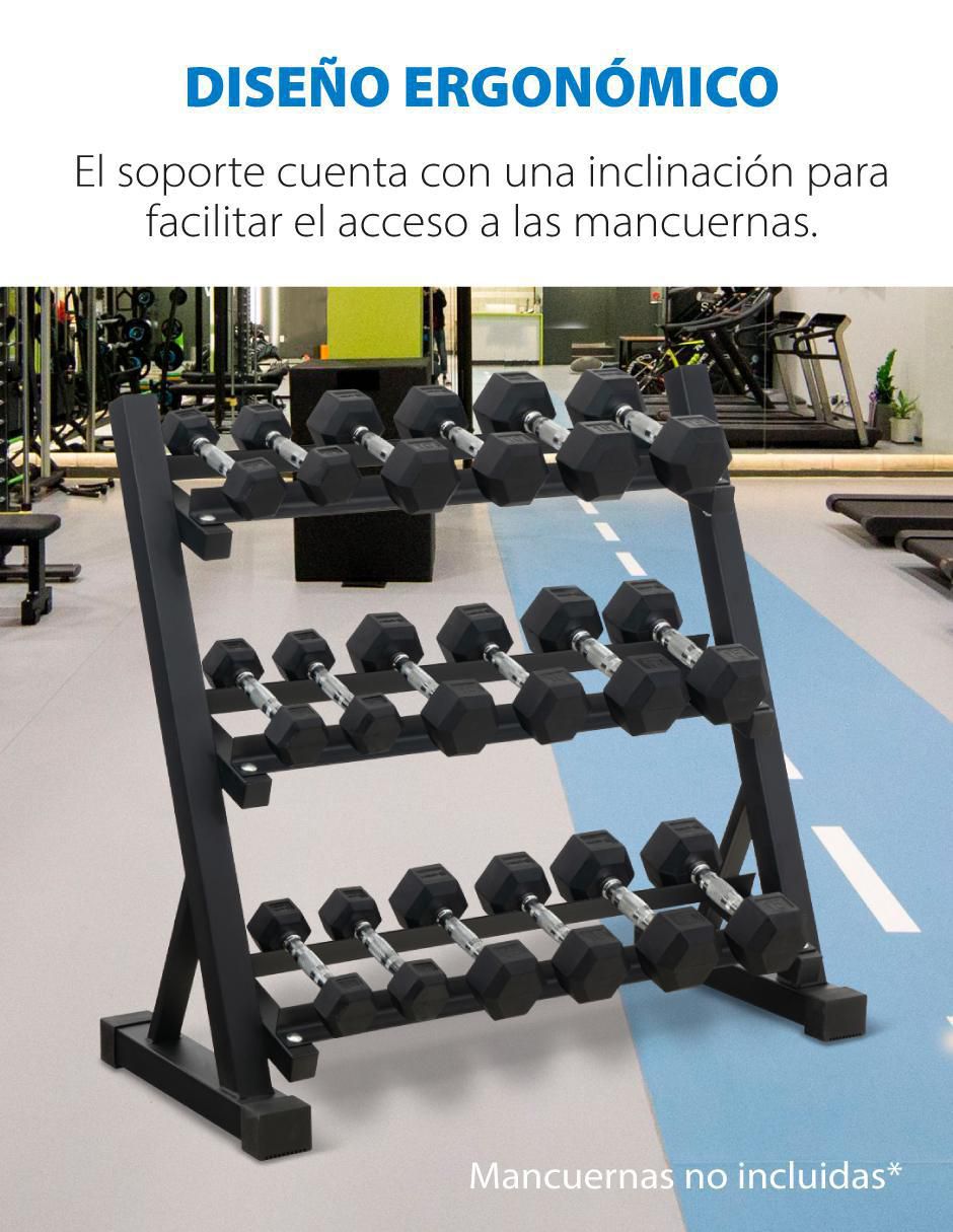 Rack de mancuernas 3 compartimentos 8