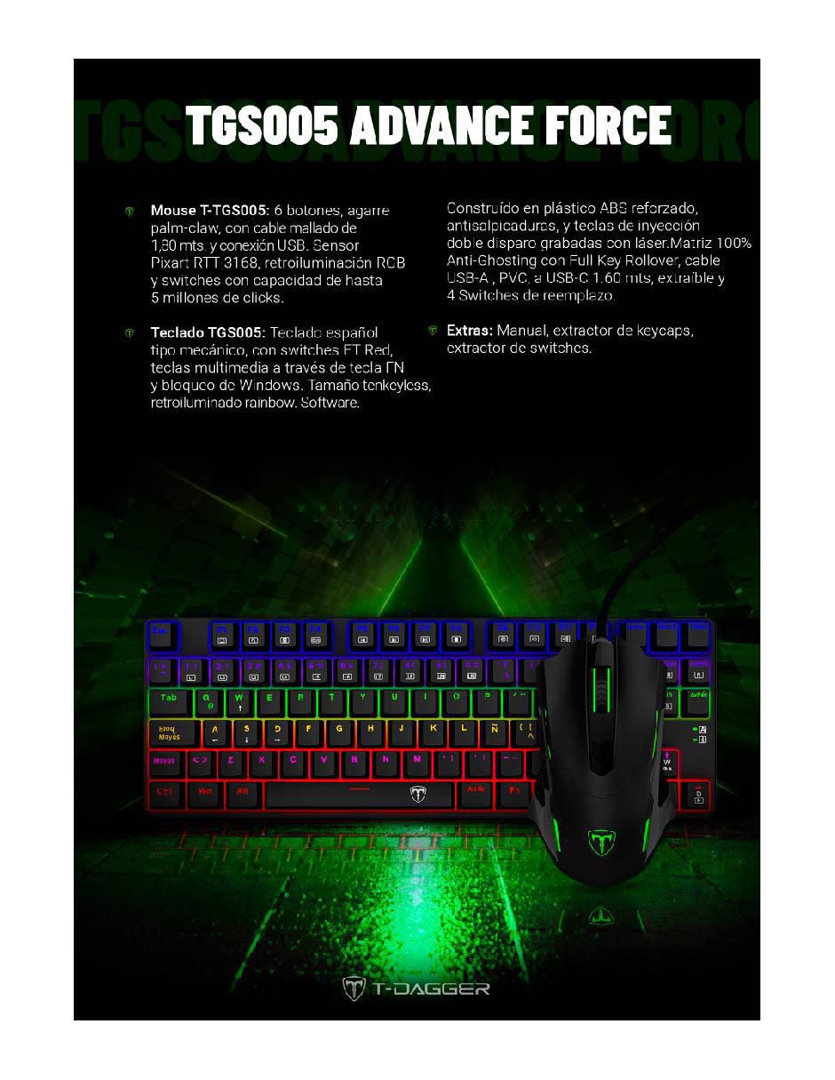 Mouse y teclado gaming T-Dagger Advance Force T-TGS005