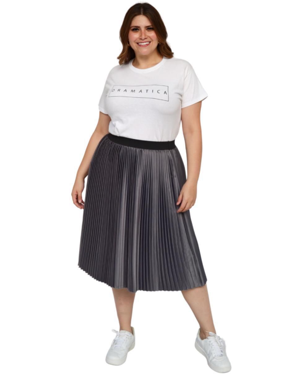 Falda midi media pretina con resorte 7