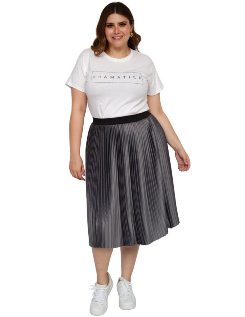 Falda midi media pretina con resorte 8