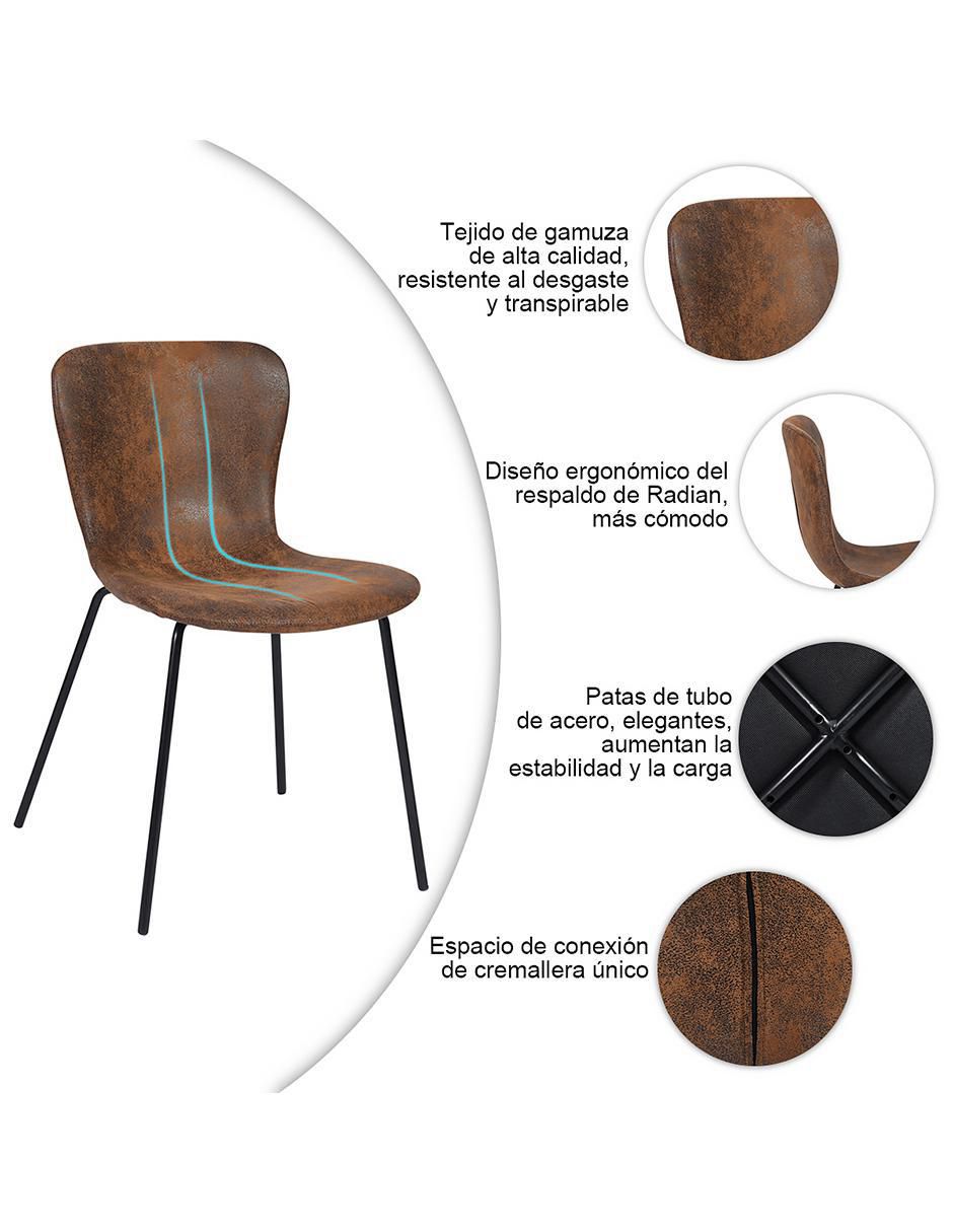 Juego de sillas 4 piezas Koziello Suede Furniturer