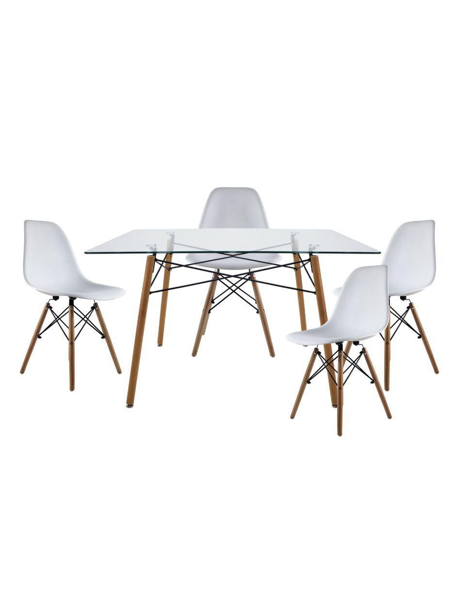 Comedor Eames para 4 personas de cristal Comedor Eames para 4 personas de cristal