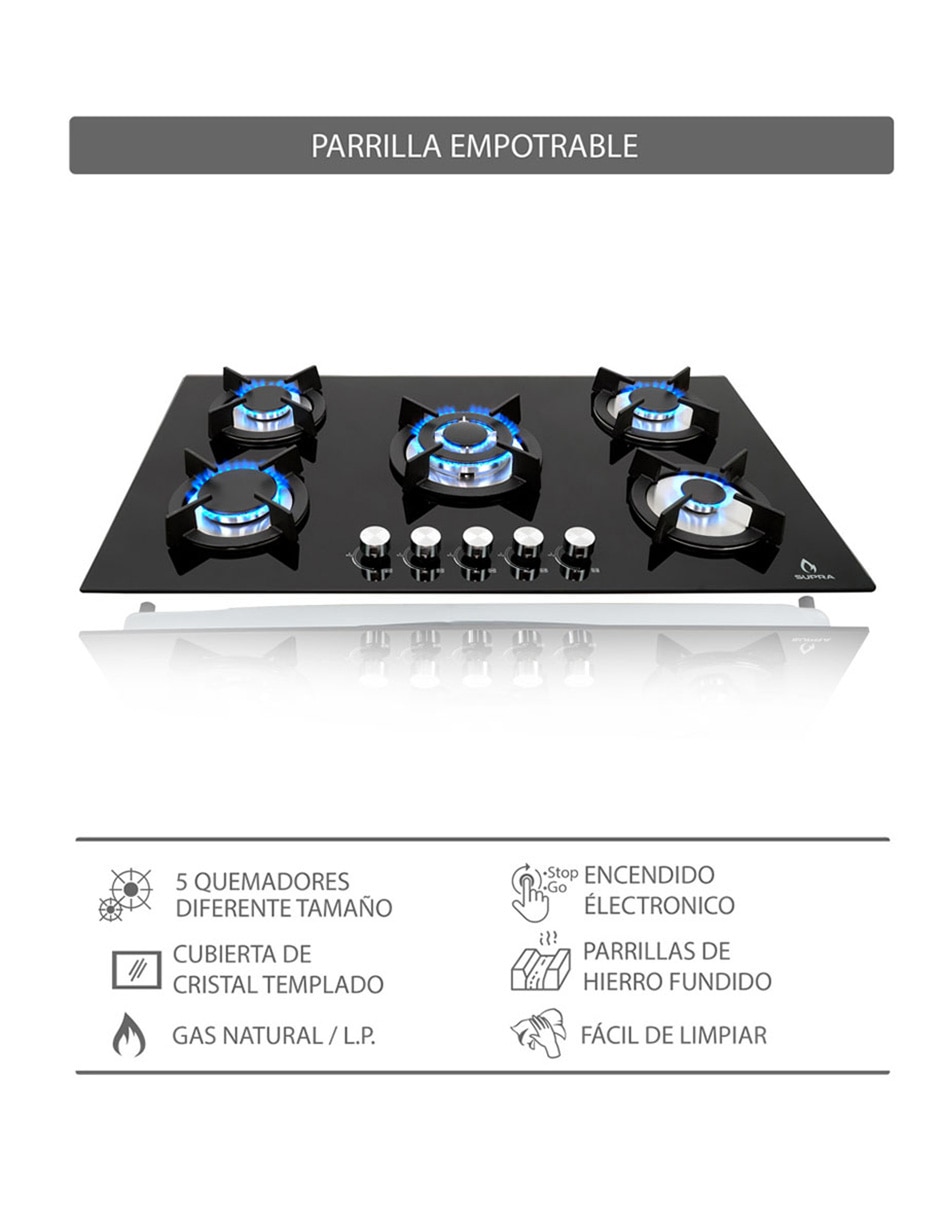 Parrilla a gas lp empotrable