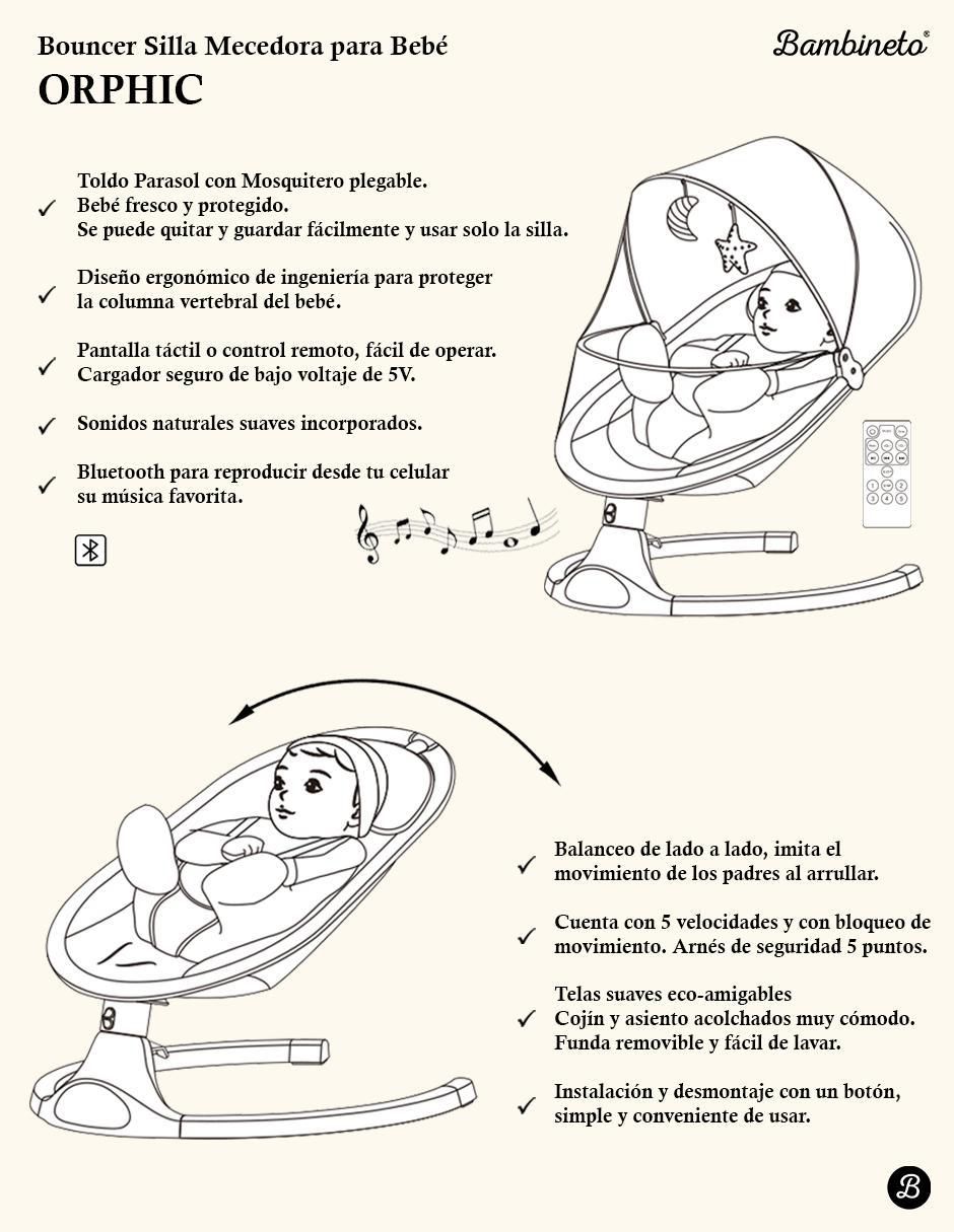 Silla mecedora  Bouncer ORPHIC con bluetooth 8