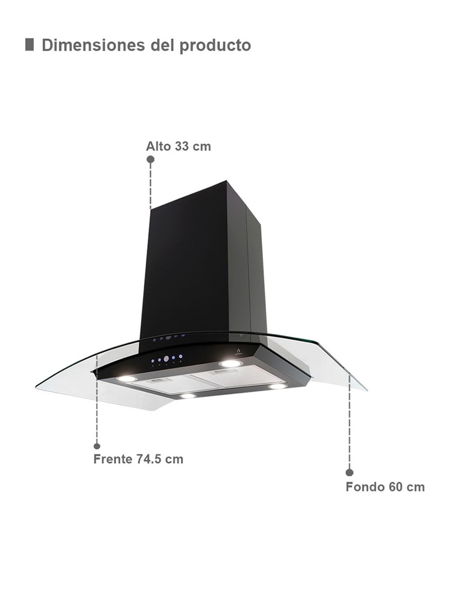 Campana de isla CI-76 BLACK de acero inoxidable 7