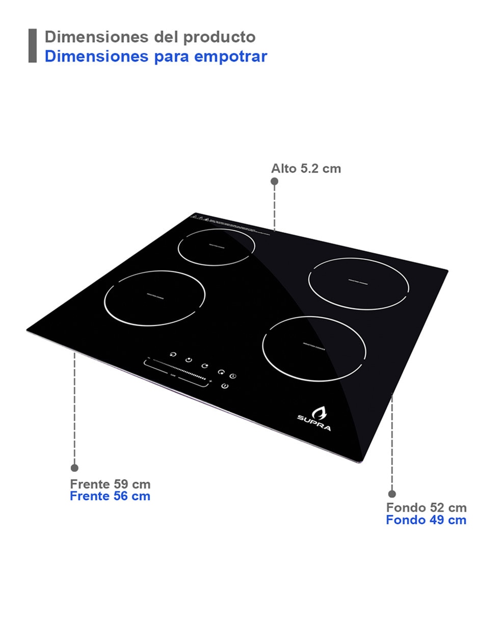 Parrilla a inducción empotrable Supra 6