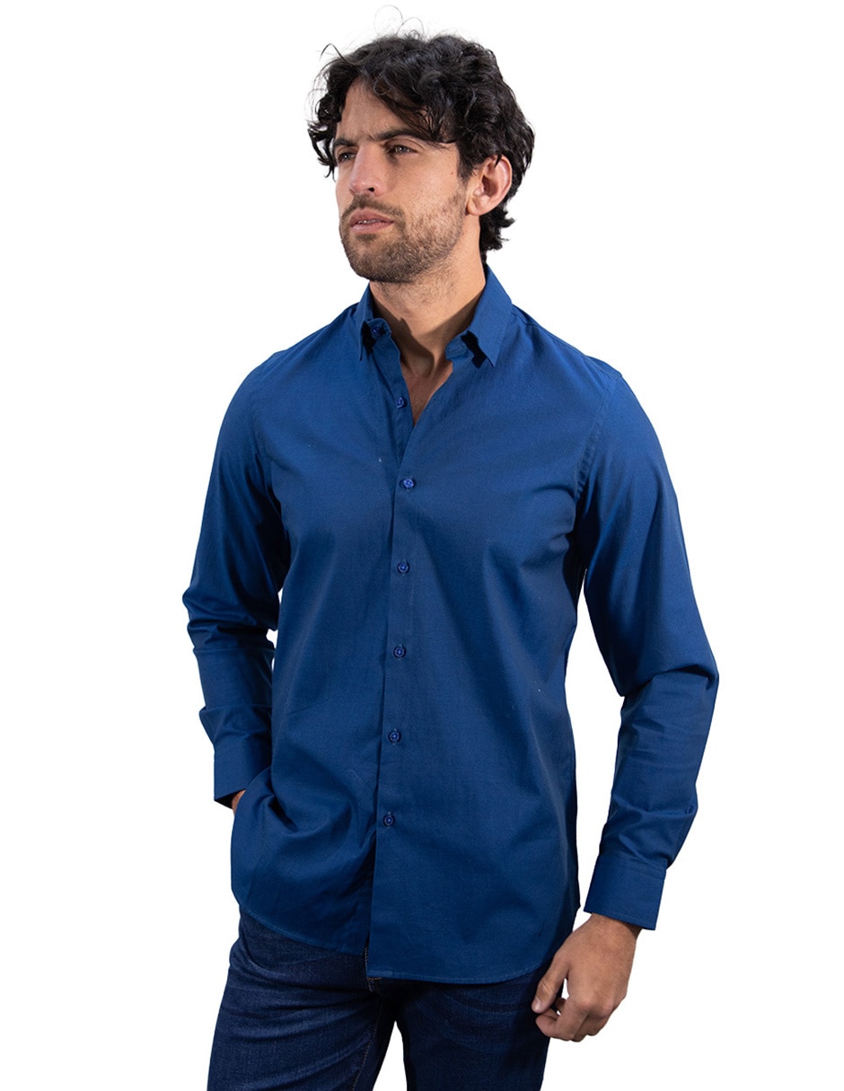 Camisa casual de algodón manga larga para hombre Camisa casual de algodón manga larga para hombre