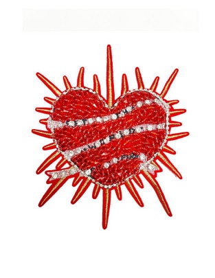 Parche decorativo para ropa Corazón con letras aplicación pedrería