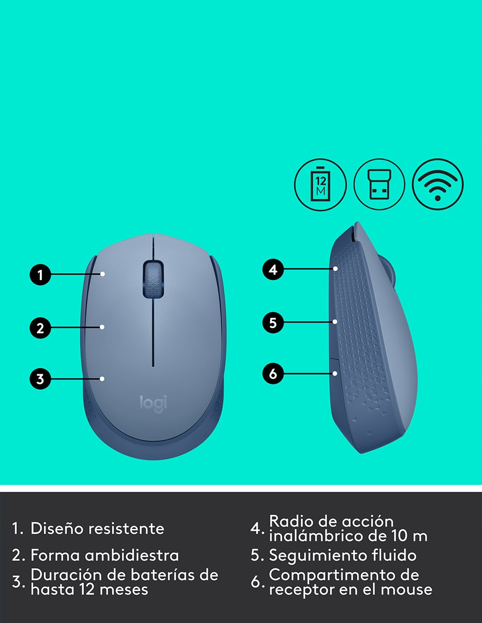 Mouse Inalámbrico m170 910-006863 7