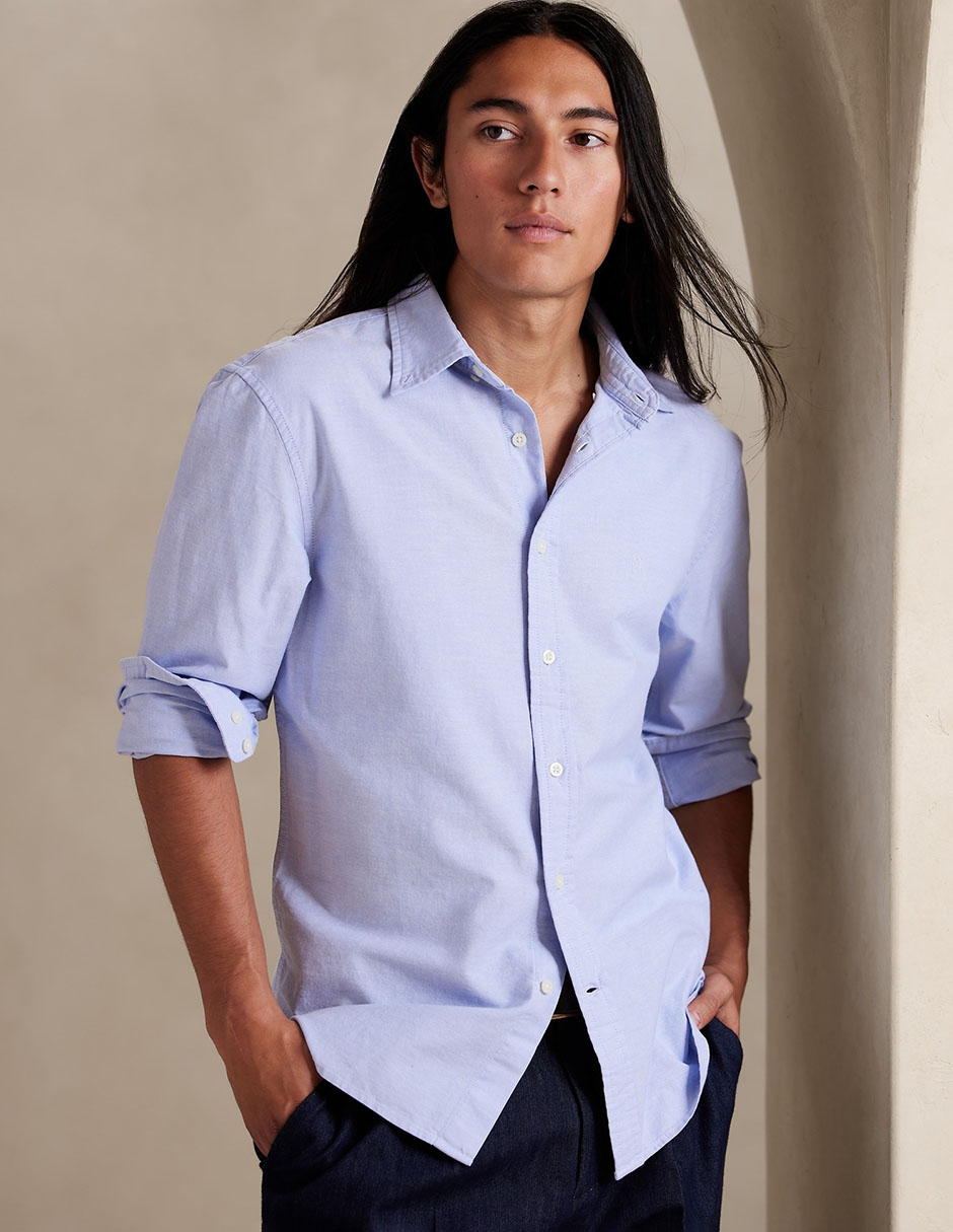 Camisa de vestir de algodón manga larga para hombre