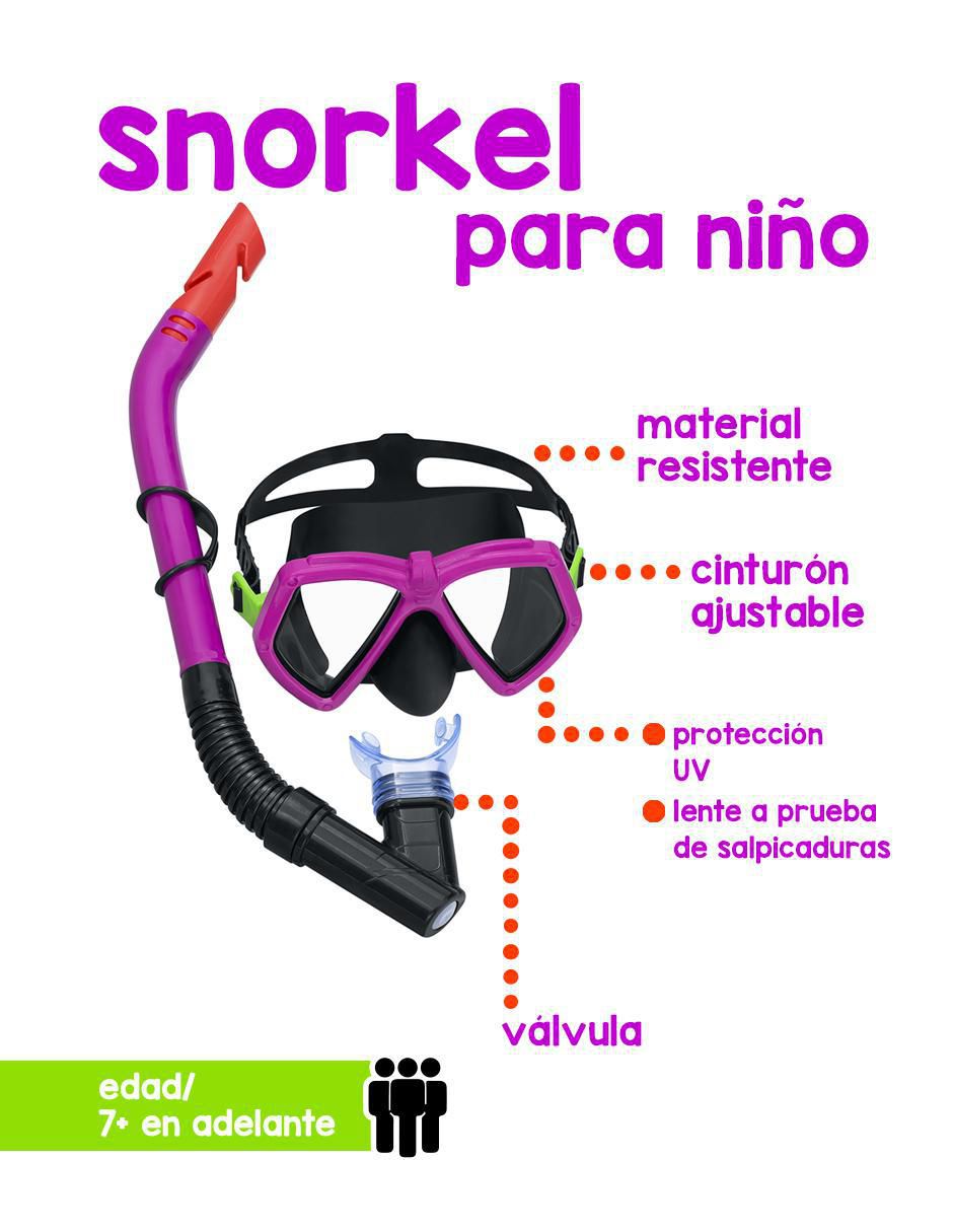 Tubo y gafas de snorkel para buceo