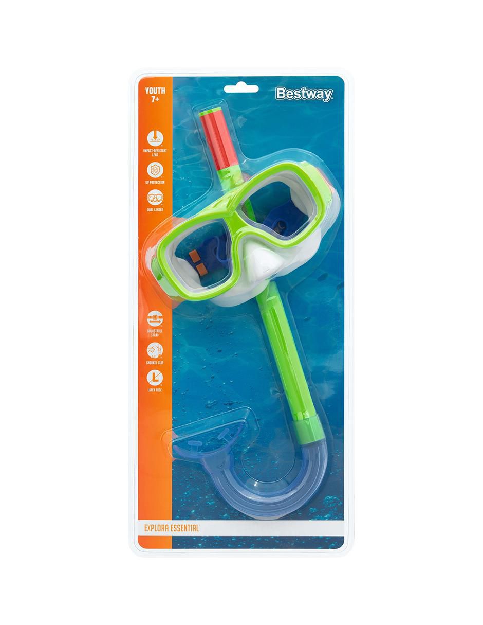 Tubo y gafas de snorkel para buceo