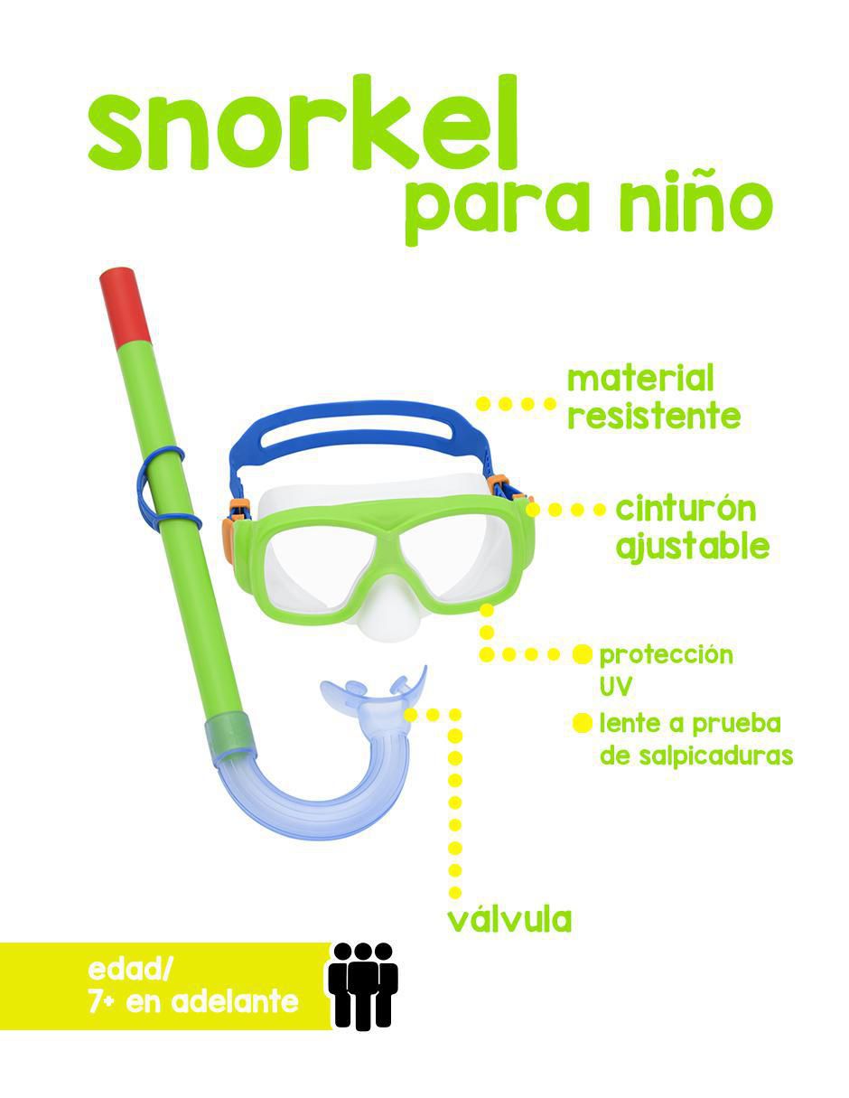 Tubo y gafas de snorkel para buceo