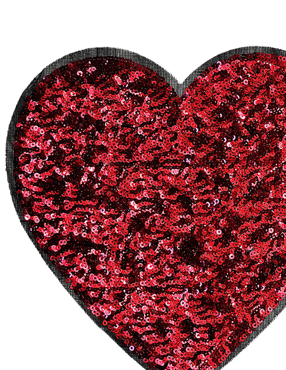 Parche decorativo para ropa Corazón lentejuela grande aplicación lentejuelas