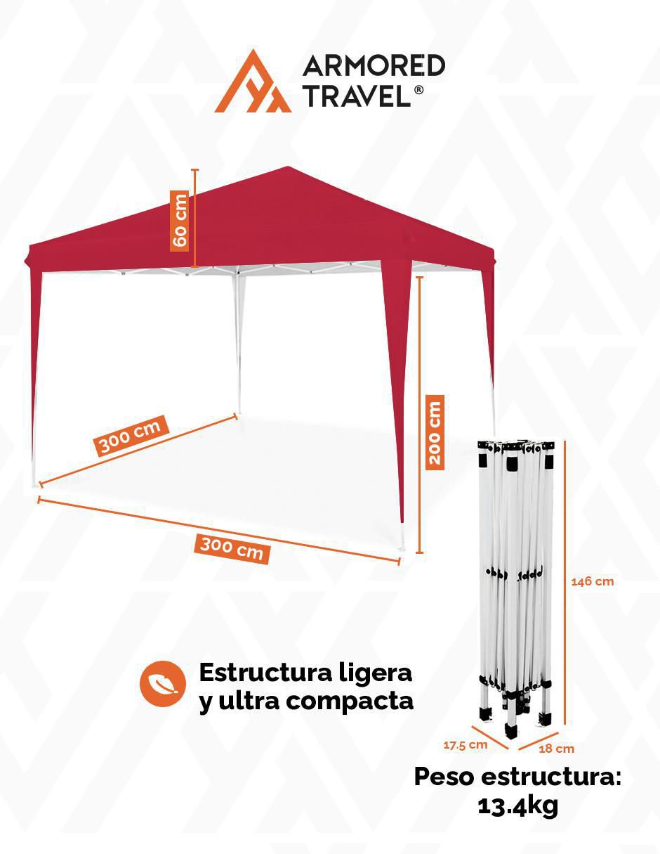 Carpa ancho 300 cm x largo 300 cm 8