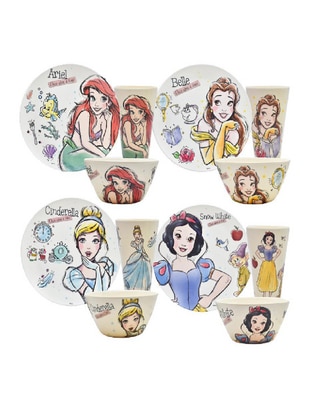 Vajilla infantil disney princesas de bambú para 4 personas