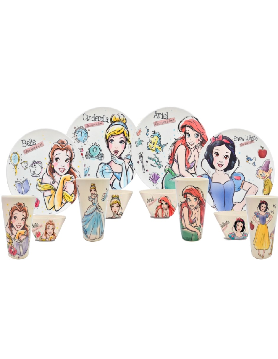 Vajilla infantil disney princesas de bambú para 4 personas 2
