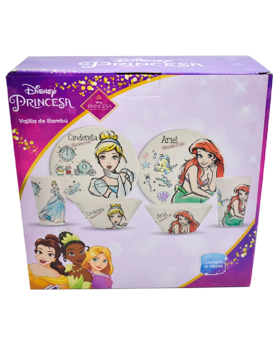 Vajilla infantil disney princesas de bambú para 4 personas 3