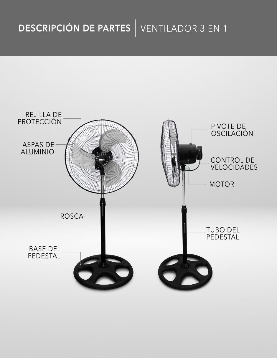 VENTILADOR RC-18B3 3 VELOCI, NEGRO 4