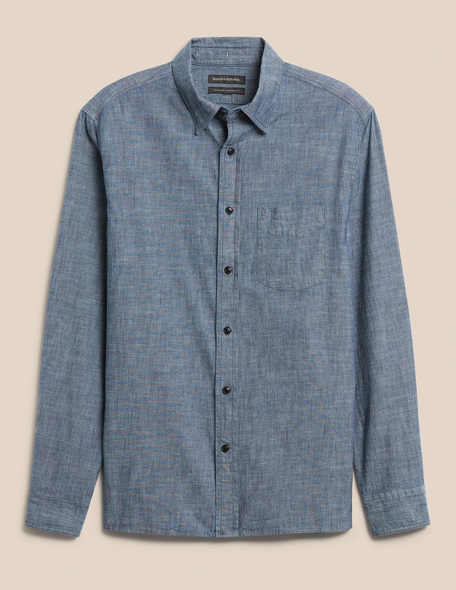 Camisa casual de algodón manga larga para hombre
