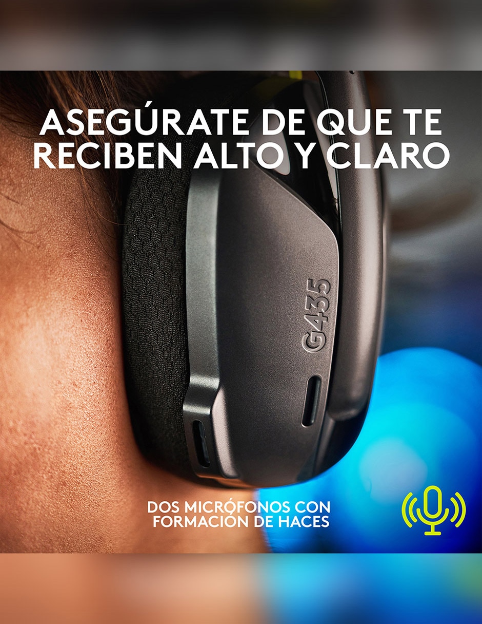 Audífonos gamer Headset Logitech G435 inalámbricos con cancelacion de ruido 6
