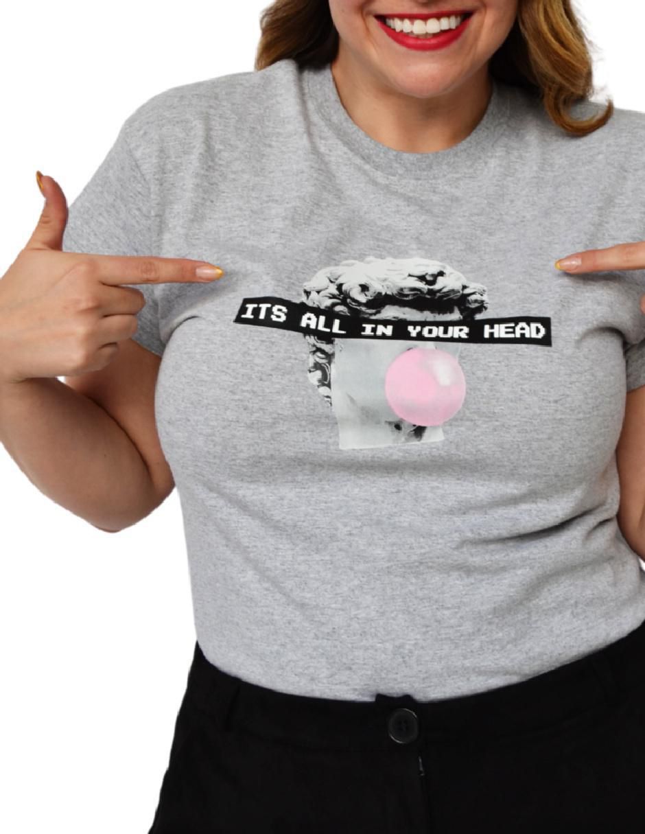 Playera manga corta Roman Fashion cuello redondo para mujer