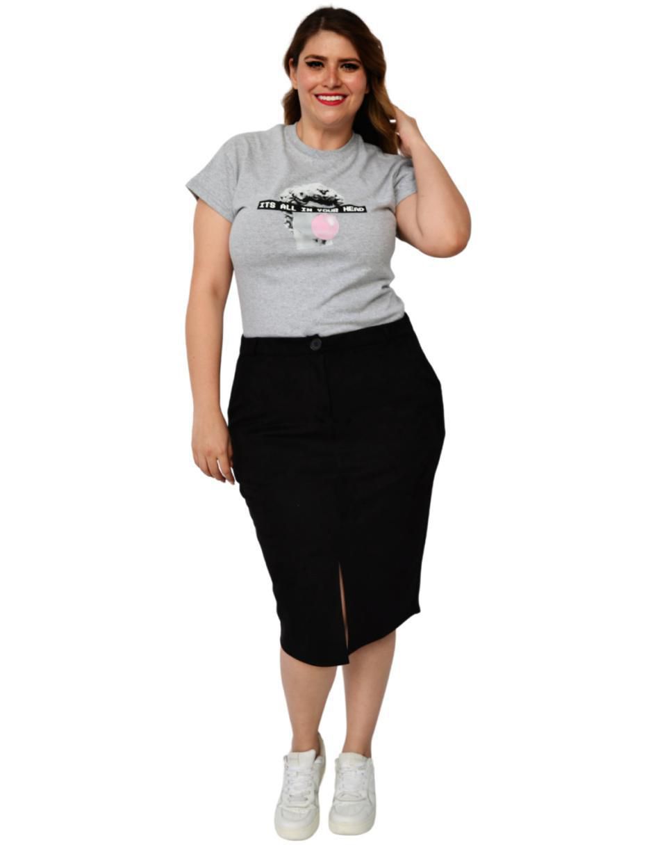 Playera manga corta Roman Fashion cuello redondo para mujer