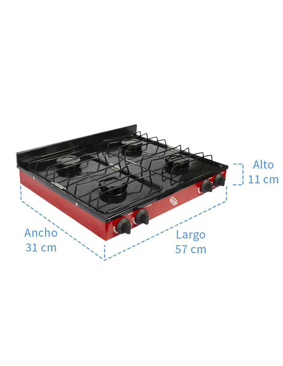 PARRILLA GAS LP 4 QUEMADORES IUS, ROJO 6