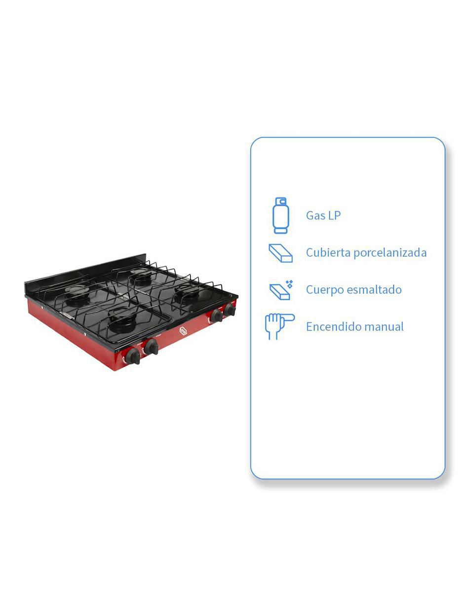 PARRILLA GAS LP 4 QUEMADORES IUS, ROJO 2