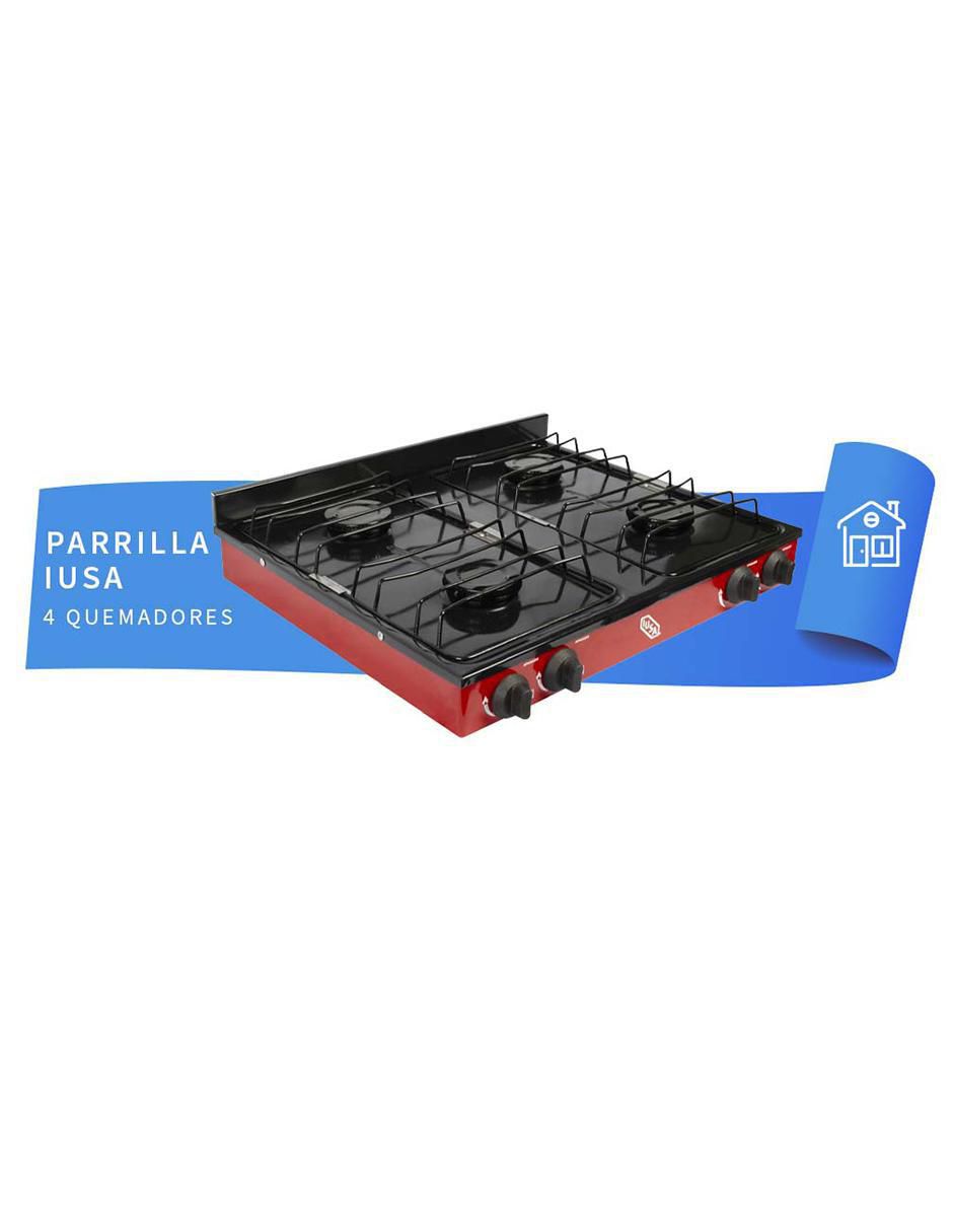 PARRILLA GAS LP 4 QUEMADORES IUS, ROJO 3