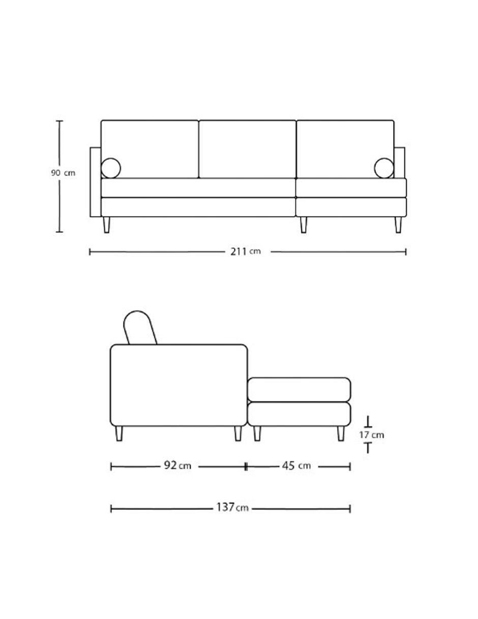 Sala modular derecha Scott Jr Mr Fix de tela