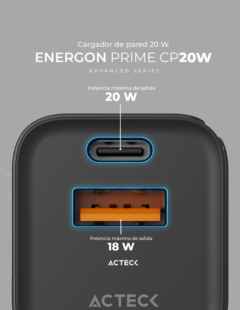 Cargador pared USB + USB tipo A + USB tipo C 9