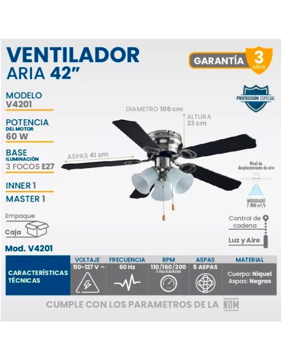 VENTILADOR DE TECHO V4201 , NEGROC