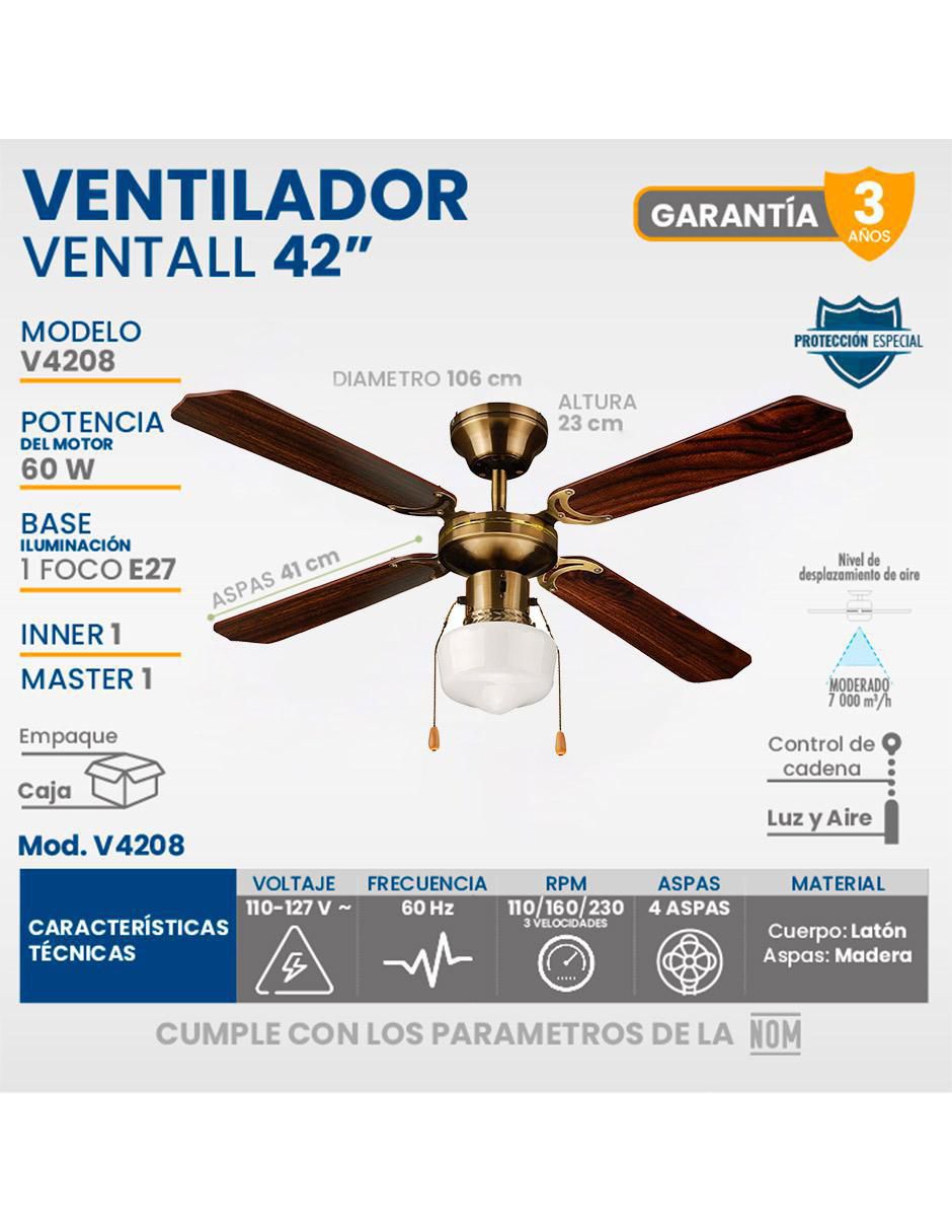 Ventilador de techo 3 velocidades 4