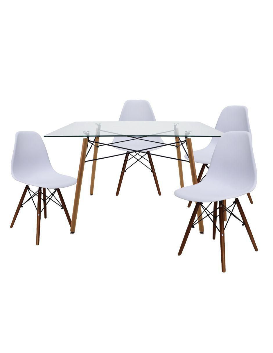 Comedor Eames para 4 personas de cristal Comedor Eames para 4 personas de cristal