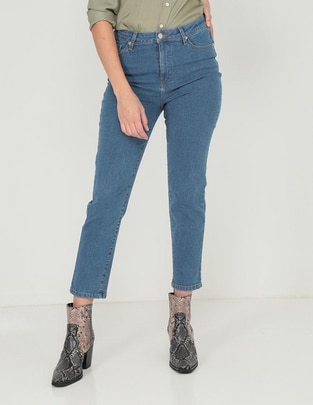 Jeans slim corte cintura para mujer