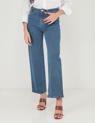 Jeans straight corte cintura para mujer Jeans straight corte cintura para mujer