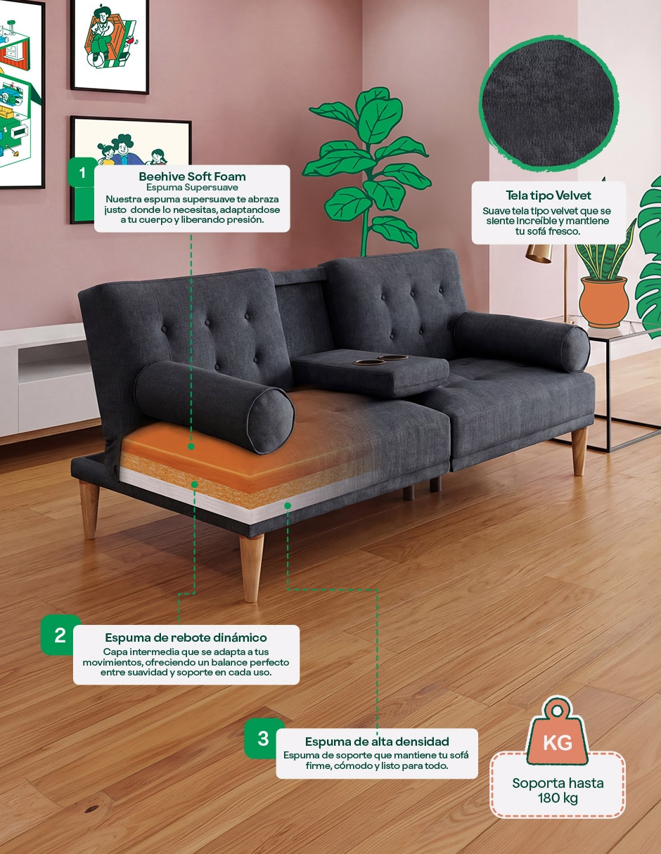 Sofá cama armable Zambroni Makora de velvet