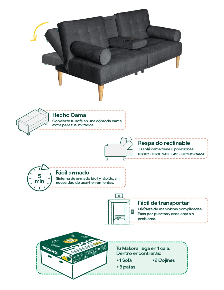 Sofá cama armable Zambroni Makora de velvet